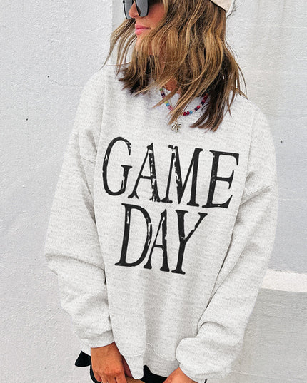 Black GAME DAY Vintage Washed Sweatshirt – Oversized Baggy Graphic Pullover