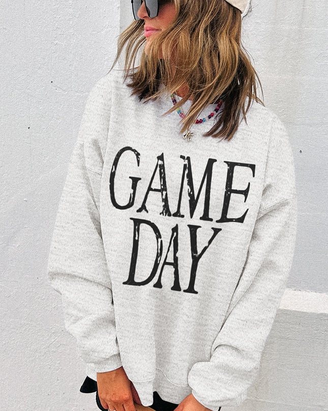 Black GAME DAY Vintage Washed Sweatshirt – Oversized Baggy Graphic Pullover