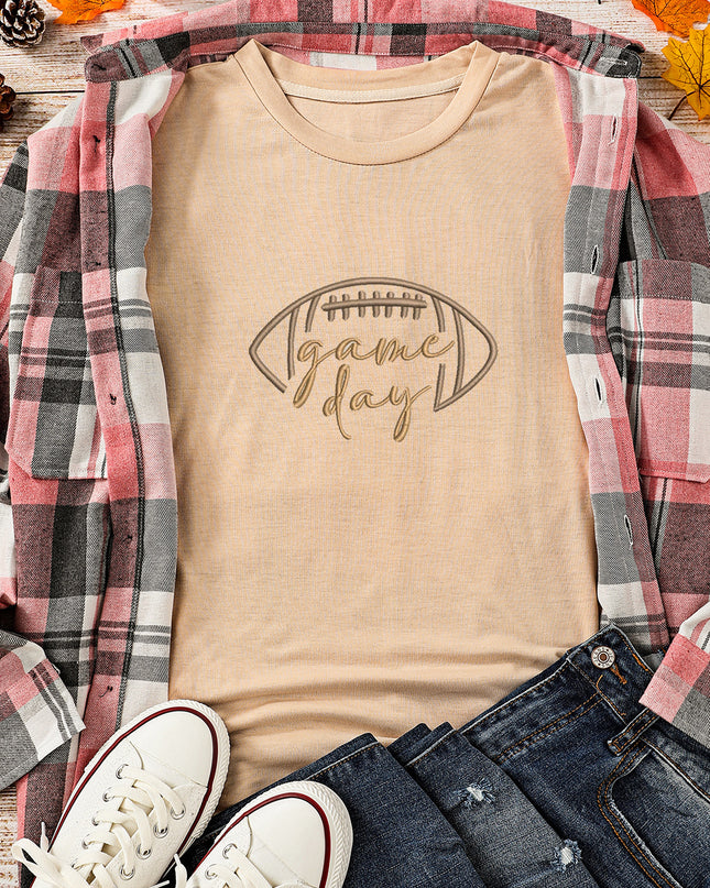 Khaki game day Rugby Embroidered Graphic T Shirt