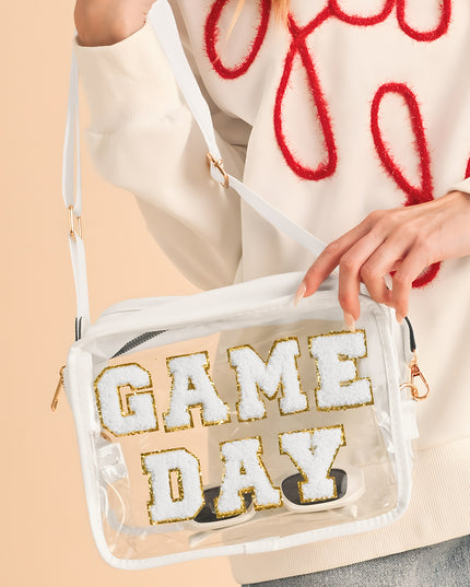 Black Chenille GAME DAY Pattern Clear Bag