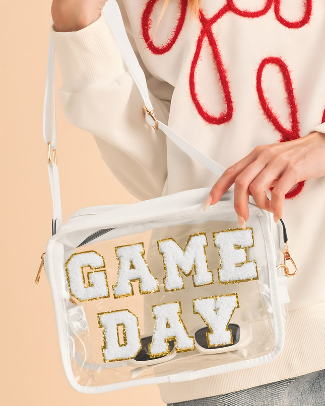 Black Chenille GAME DAY Pattern Clear Bag