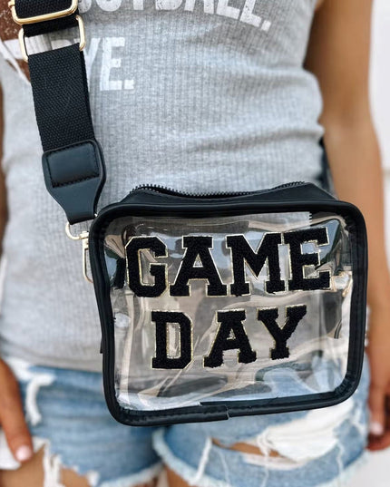 Black Chenille GAME DAY Pattern Clear Bag