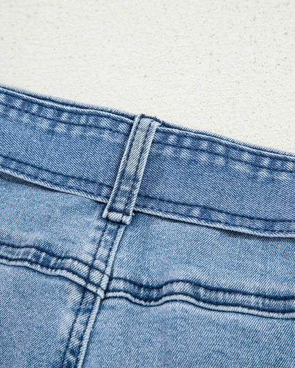 Beau Blue Vintage Washed Knot Belt Wide Leg Jeans