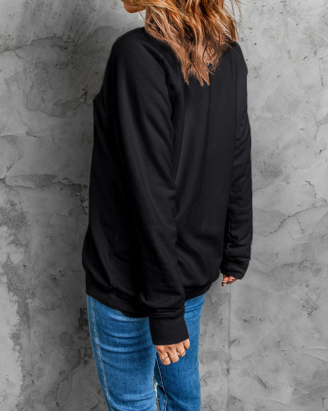 Black Spooky Halloween Graphic Baggy Sweatshirt