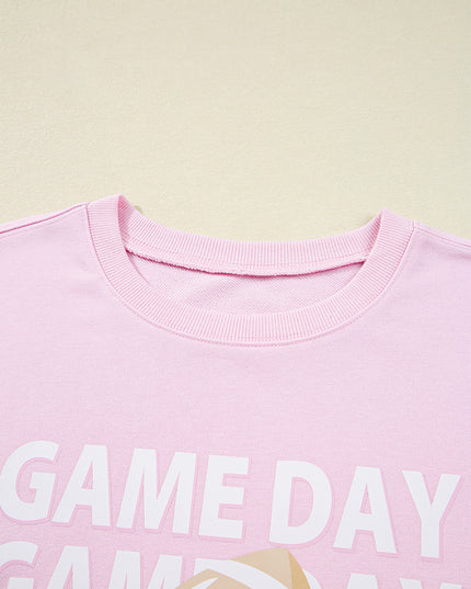 Pink GAME DAY Football Print Casual Sweatshirt