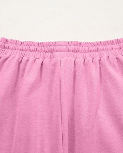 Bonbon Loose V Neck Tee and Drawstring Shorts Set