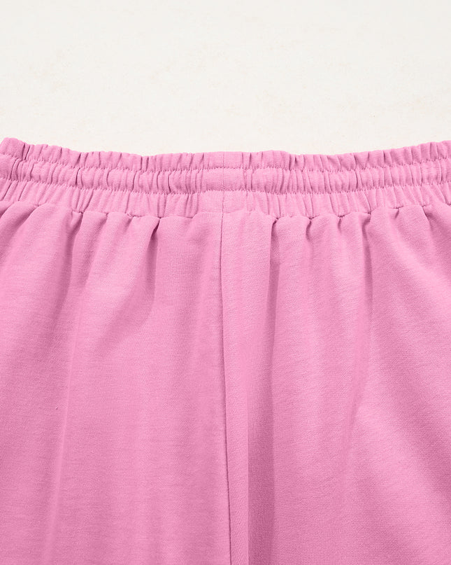 Bonbon Loose V Neck Tee and Drawstring Shorts Set