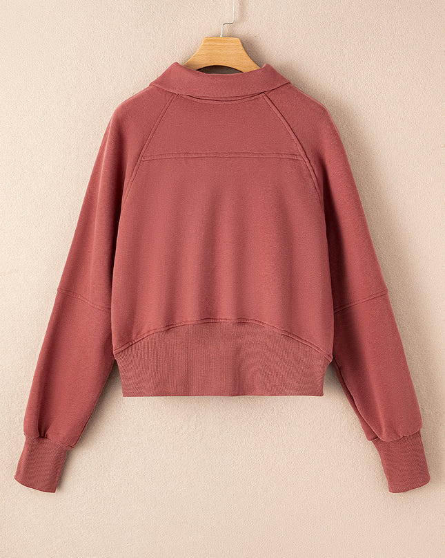 Black Zip Up Stand Collar Ribbed Thumbhole Sleeve Sweatshirt