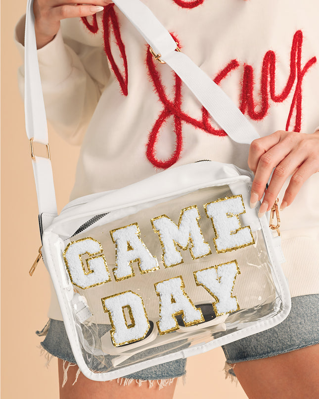 Black Chenille GAME DAY Pattern Clear Bag