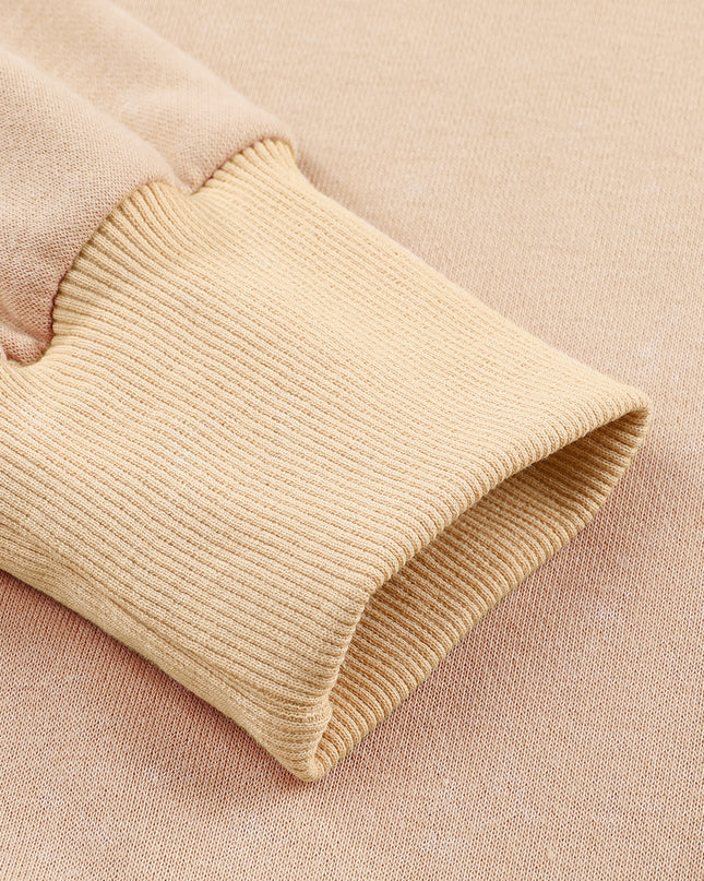 Khaki Plain Drop Shoulder Ribbed Trim Oversized Sweatshirt