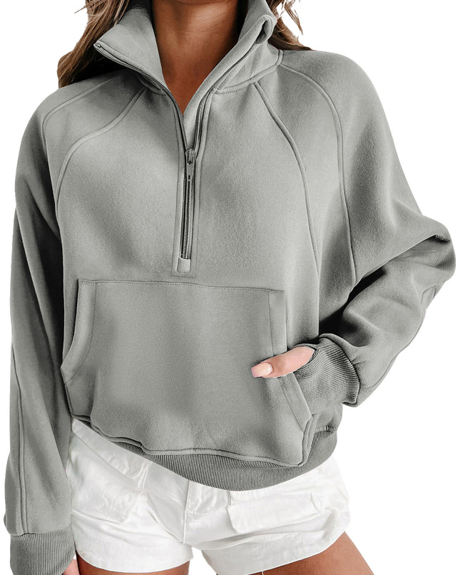 Black Zip Up Stand Collar Ribbed Thumbhole Sleeve Sweatshirt