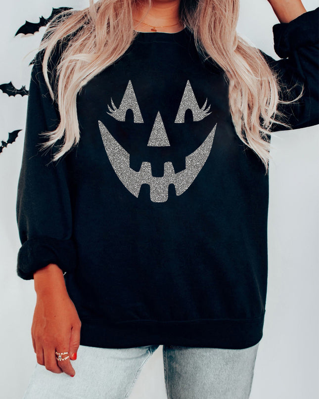 Black Spooky Halloween Graphic Baggy Sweatshirt