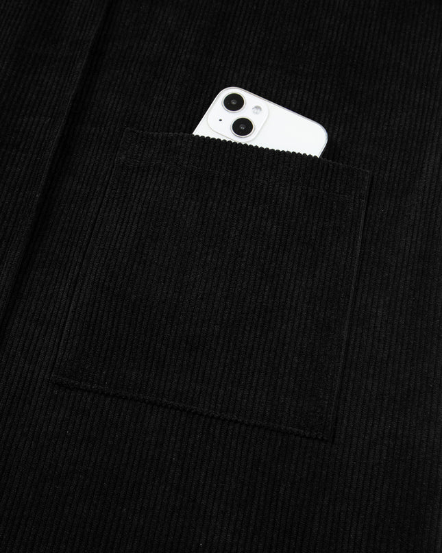 Black Corduroy Exposed Seam Sleeveless Mini Dress