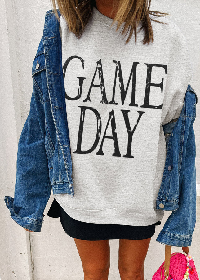 Black GAME DAY Vintage Washed Sweatshirt – Oversized Baggy Graphic Pullover