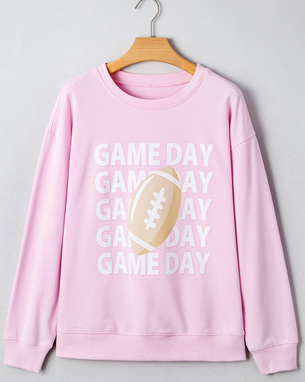 Pink GAME DAY Football Print Casual Sweatshirt