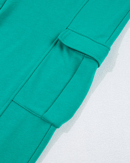 Lapis Mineral Wash Pullover and Wide Leg Cargo Pants Set
