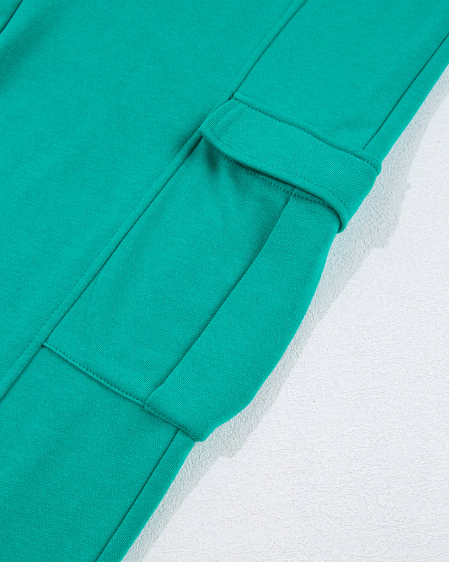 Lapis Mineral Wash Pullover and Wide Leg Cargo Pants Set