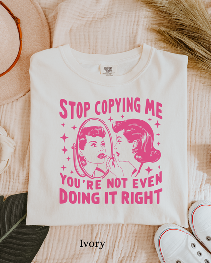 Stop Copying Me Comfort Colors® Graphic Tee – Funny Retro Oversized Shirt in Multiple Colors