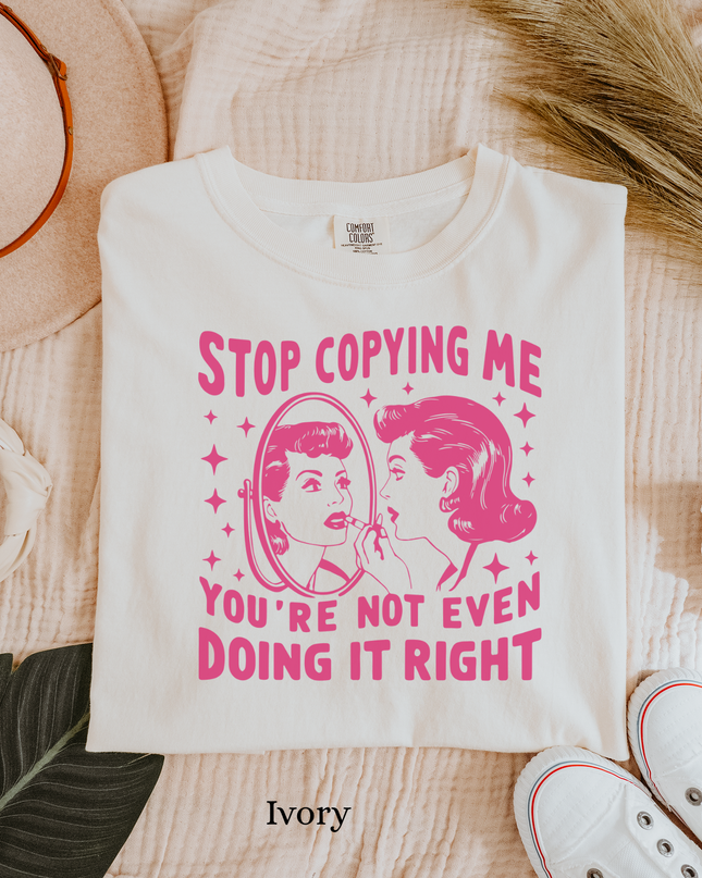 Stop Copying Me Comfort Colors® Graphic Tee – Funny Retro Oversized Shirt in Multiple Colors