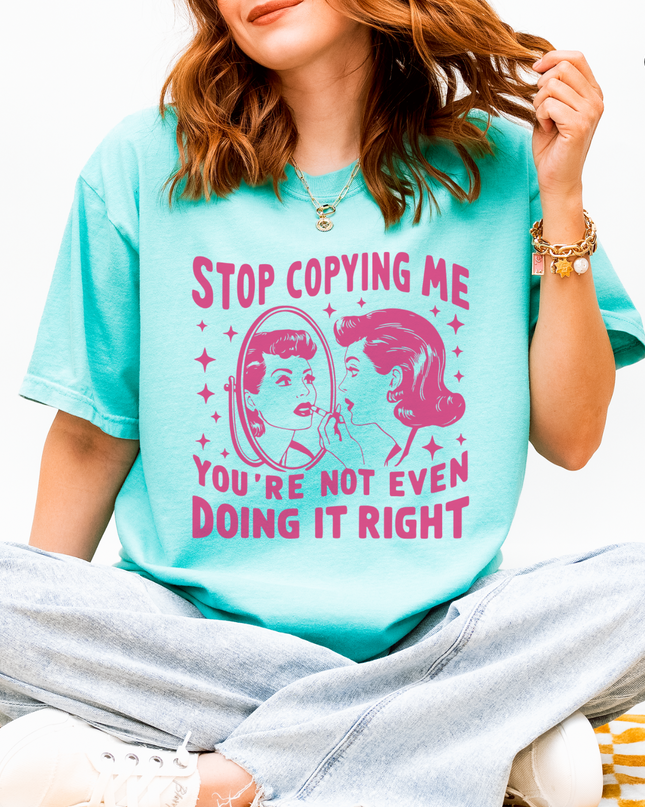 Stop Copying Me Comfort Colors® Graphic Tee – Funny Retro Oversized Shirt in Multiple Colors
