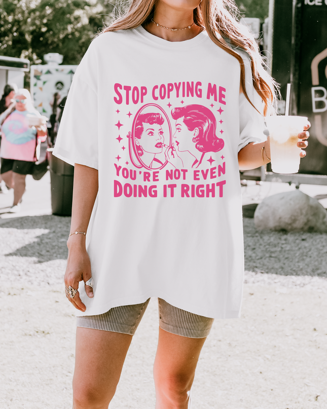 Stop Copying Me Comfort Colors® Graphic Tee – Funny Retro Oversized Shirt in Multiple Colors