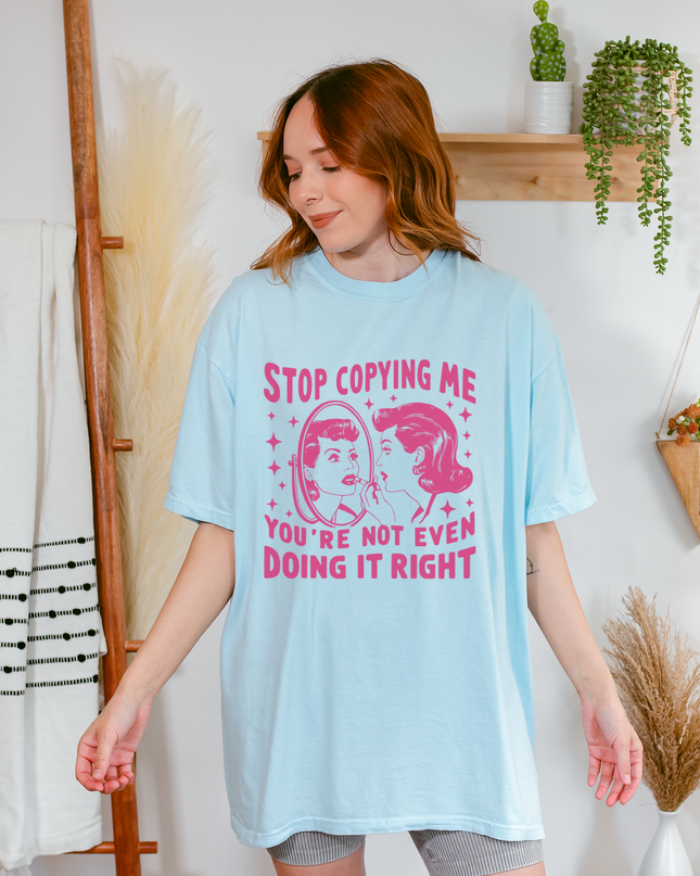 Stop Copying Me Comfort Colors® Graphic Tee – Funny Retro Oversized Shirt in Multiple Colors