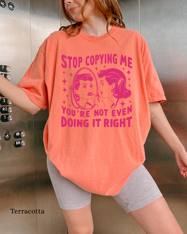 Stop Copying Me Comfort Colors® Graphic Tee – Funny Retro Oversized Shirt in Multiple Colors