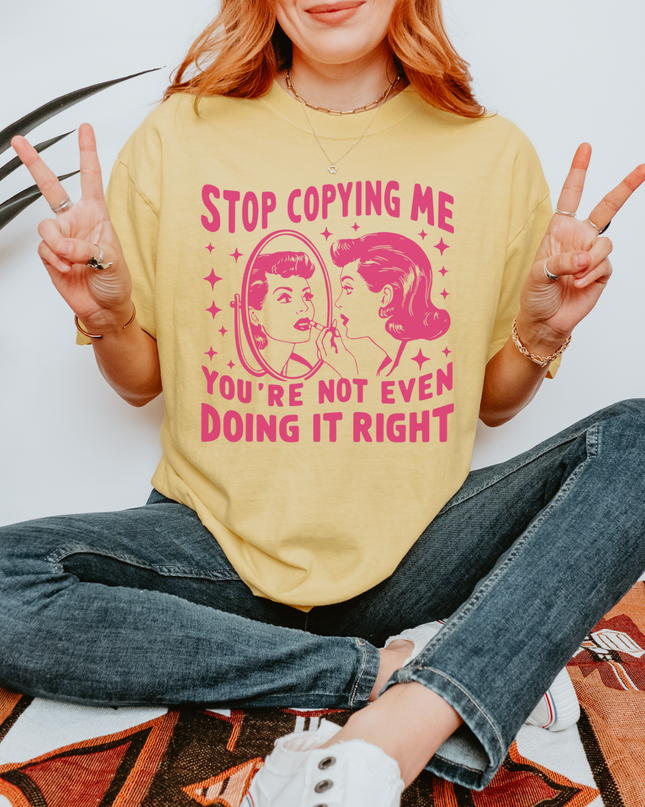 Stop Copying Me Comfort Colors® Graphic Tee – Funny Retro Oversized Shirt in Multiple Colors
