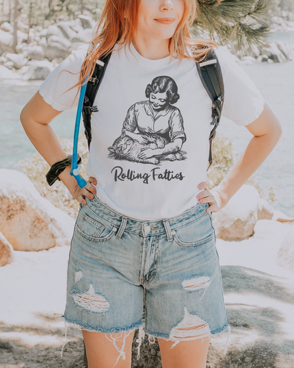 Rolling Fatties Graphic Tee – Funny Retro Cat Oversized T-Shirt