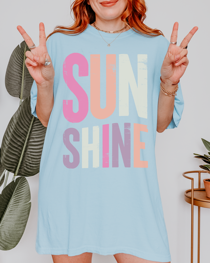 Oversized Sunshine Graphic Tee – Bright Summer Beach Shirt