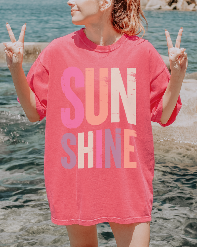 Oversized Sunshine Graphic Tee – Bright Summer Beach Shirt