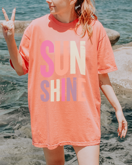 Oversized Sunshine Graphic Tee – Bright Summer Beach Shirt