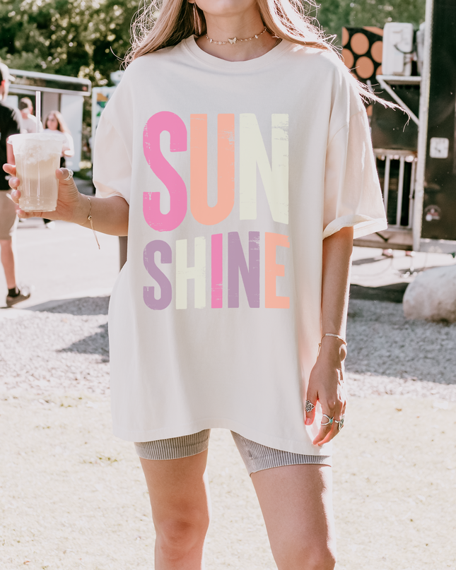 Oversized Sunshine Graphic Tee – Bright Summer Beach Shirt