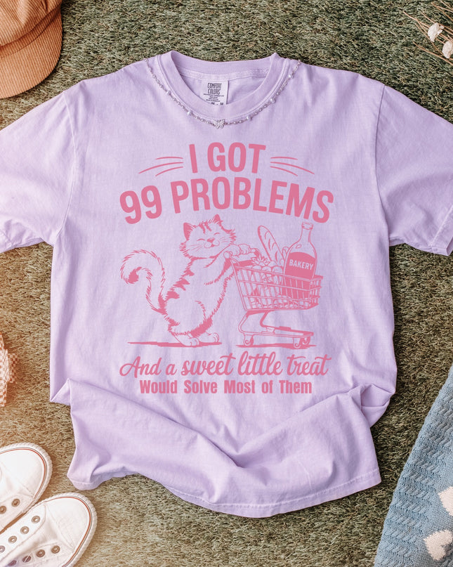 Funny Cat Graphic Tee – “99 Problems” Comfort Colors Shirt | Multiple Colors | Oversized Fit