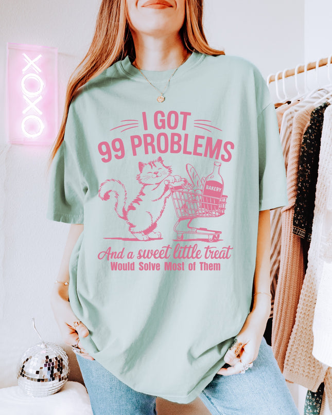 Funny Cat Graphic Tee – “99 Problems” Comfort Colors Shirt | Multiple Colors | Oversized Fit