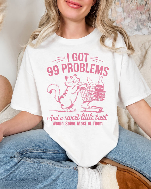Funny Cat Graphic Tee – “99 Problems” Comfort Colors Shirt | Multiple Colors | Oversized Fit