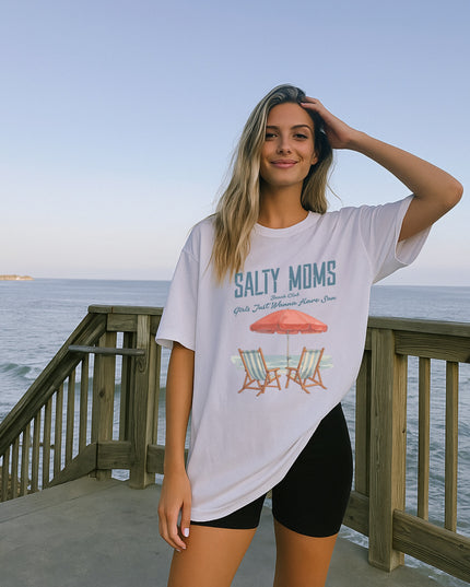 Salty Moms T-Shirt for Beach Lovers, Unisex Casual Tee, Gift for Moms, Summer Wear, Vacation Style, Nautical Fashion