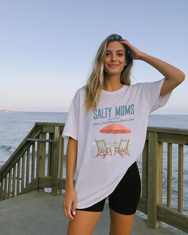 Salty Moms T-Shirt for Beach Lovers, Unisex Casual Tee, Gift for Moms, Summer Wear, Vacation Style, Nautical Fashion
