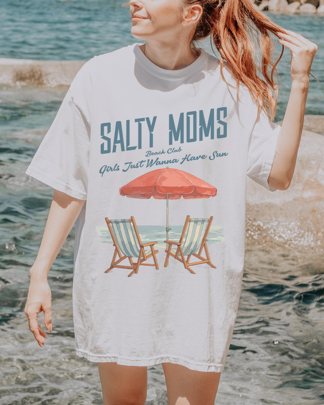 Salty Moms T-Shirt for Beach Lovers, Unisex Casual Tee, Gift for Moms, Summer Wear, Vacation Style, Nautical Fashion
