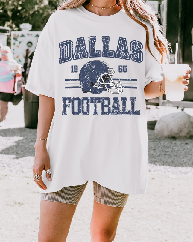 Dallas Football Graphic Tee – Vintage Distressed Unisex T-Shirt (White Only)