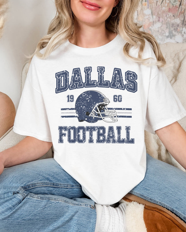 Dallas Football Graphic Tee – Vintage Distressed Unisex T-Shirt (White Only)
