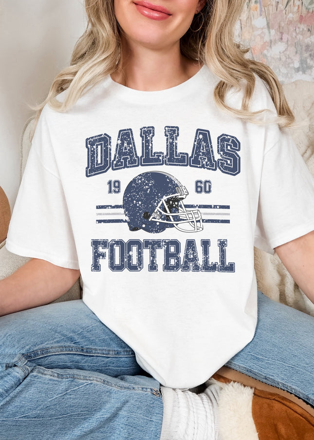 Dallas Football Graphic Tee – Vintage Distressed Unisex T-Shirt (White Only)