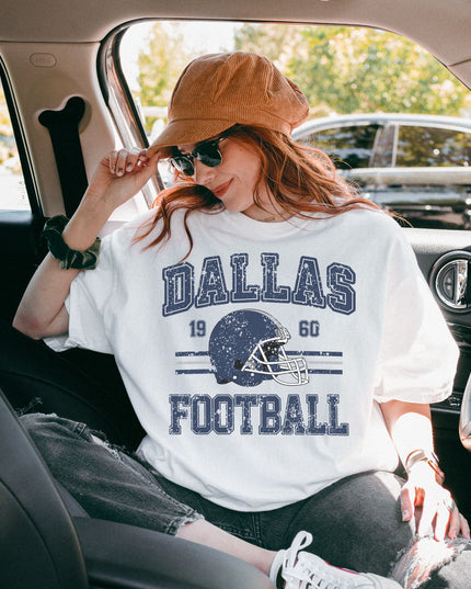 Dallas Football Graphic Tee – Vintage Distressed Unisex T-Shirt (White Only)
