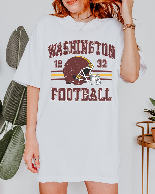 Washington Football Vintage Graphic Tee – White Oversized Game Day Shirt