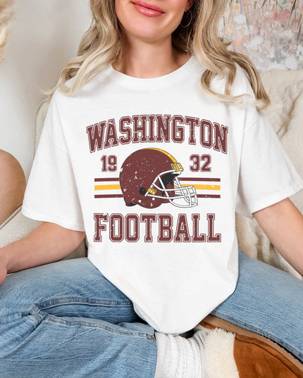 Washington Football Vintage Graphic Tee – White Oversized Game Day Shirt