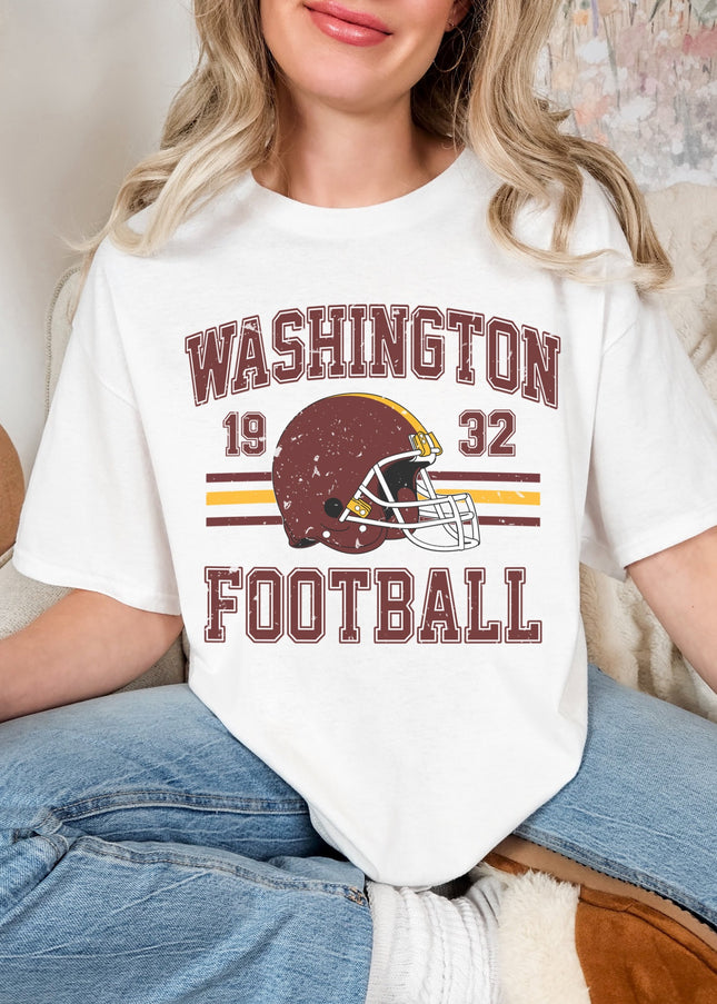 Washington Football Vintage Graphic Tee – White Oversized Game Day Shirt
