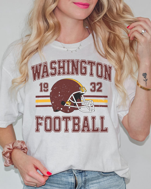 Washington Football Vintage Graphic Tee – White Oversized Game Day Shirt