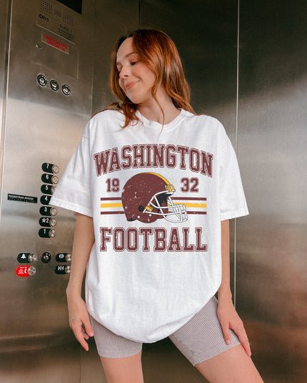 Washington Football Vintage Graphic Tee – White Oversized Game Day Shirt