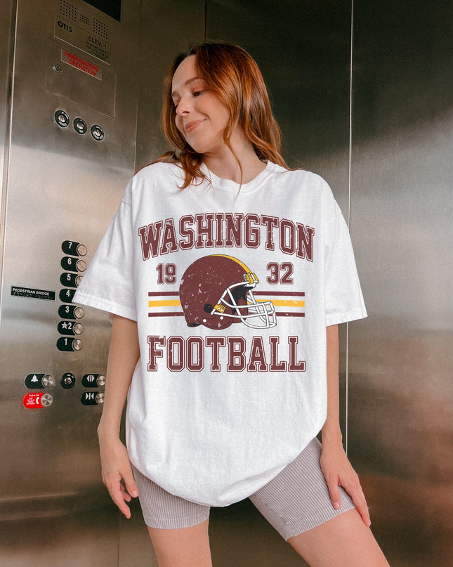 Washington Football Vintage Graphic Tee – White Oversized Game Day Shirt