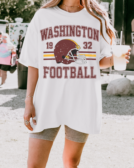 Washington Football Vintage Graphic Tee – White Oversized Game Day Shirt